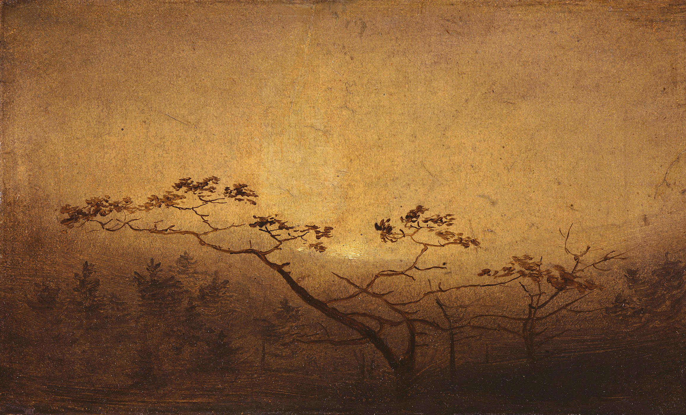Carl Blechen - Bäume im Herbst bei Sonnenaufgang