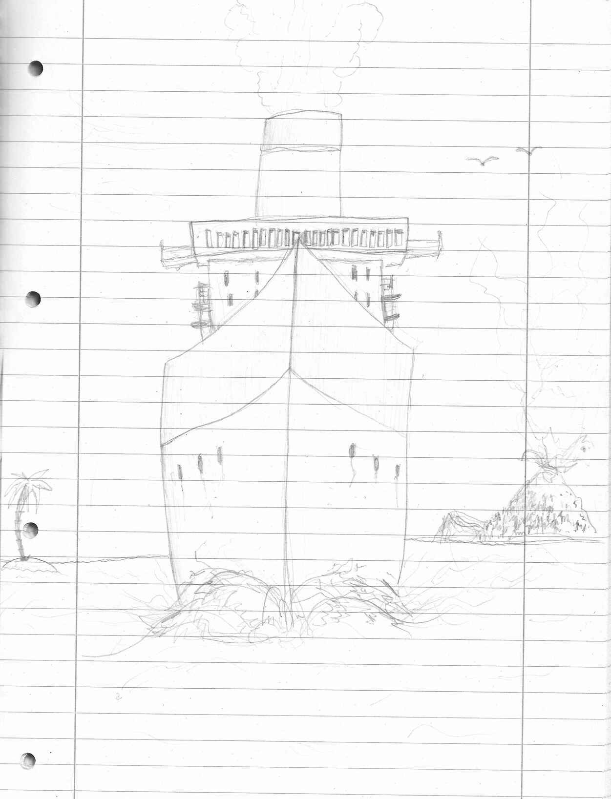 Doodle: ship and island